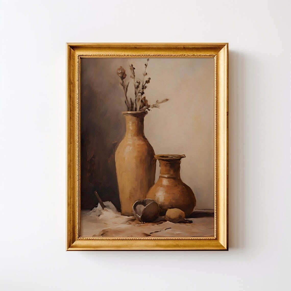 Still Life With Clay Vessels Antique Art Print - Image 2
