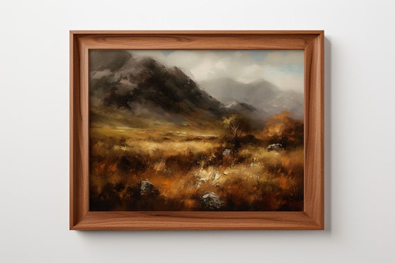 Misty Mountains An Autumnal Glow Antique Print