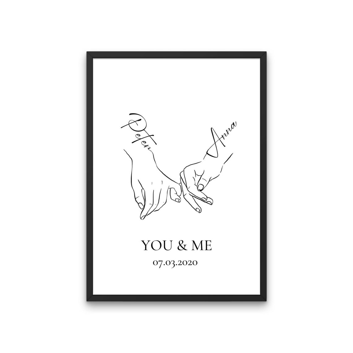 You And Me Romeo Hollie Couples Line Art Personalised Poster - Image 5
