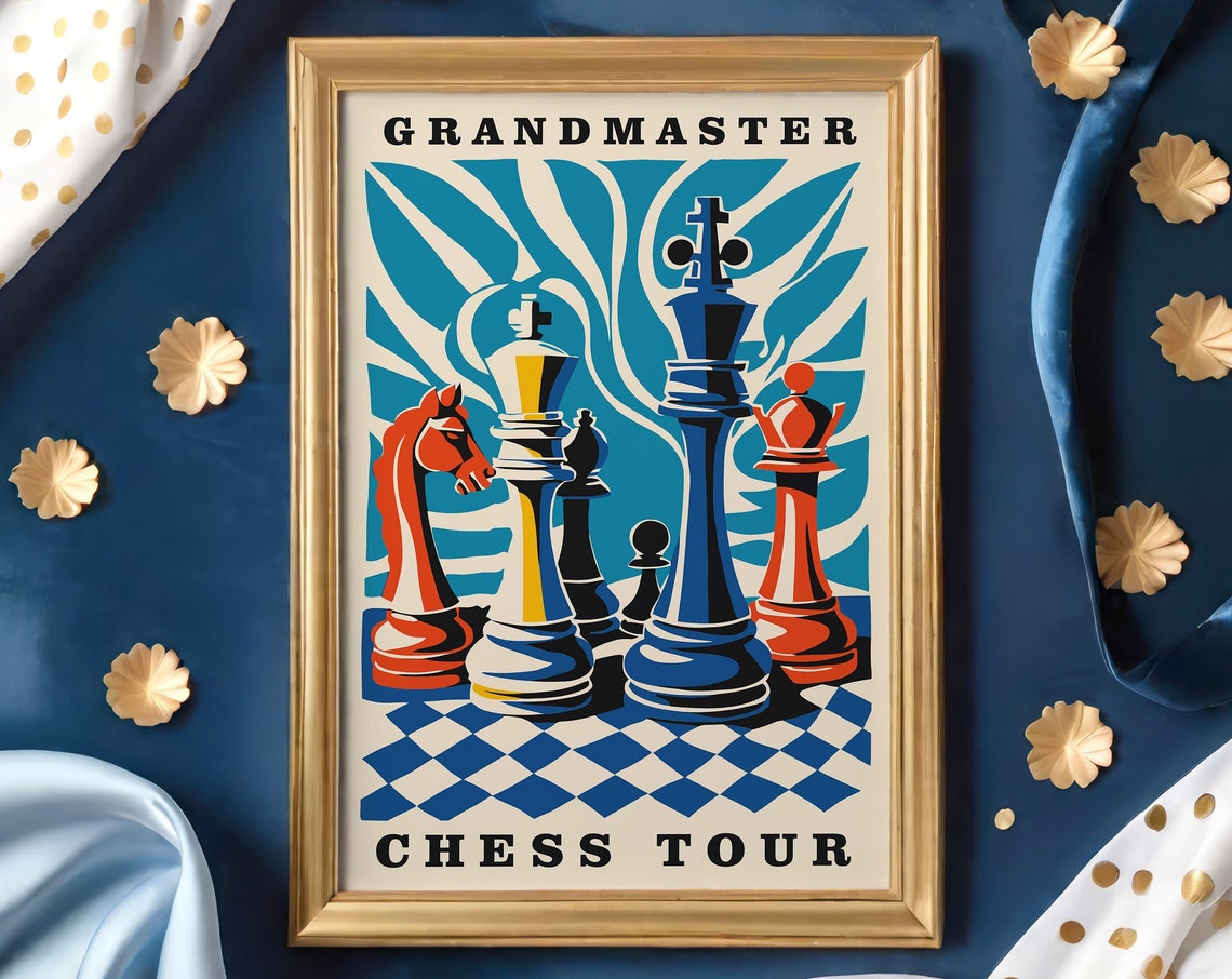 Grandmaster Chess Tour Colorful Pop Art Towering Chess Pieces Poster