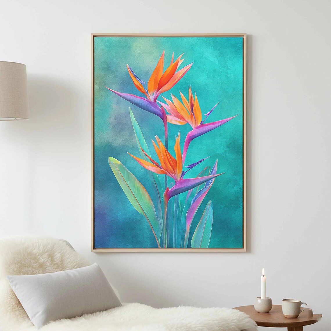 Bird Of Paradise Watercolor Art Print, Tropical Floral