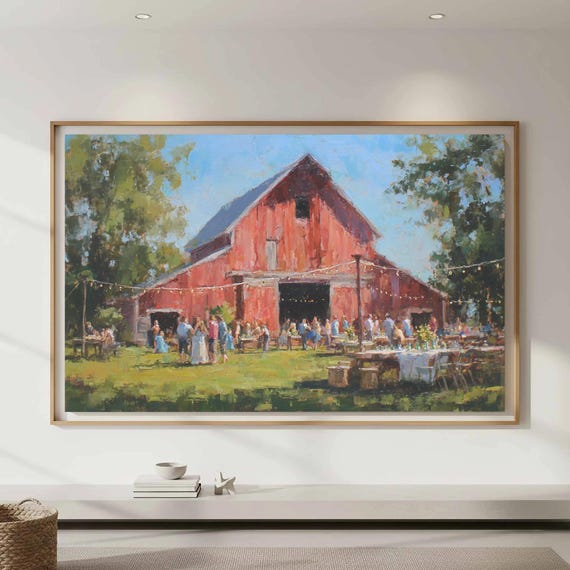 Barn Wedding Canvas Wall Art Rustic Reception Print