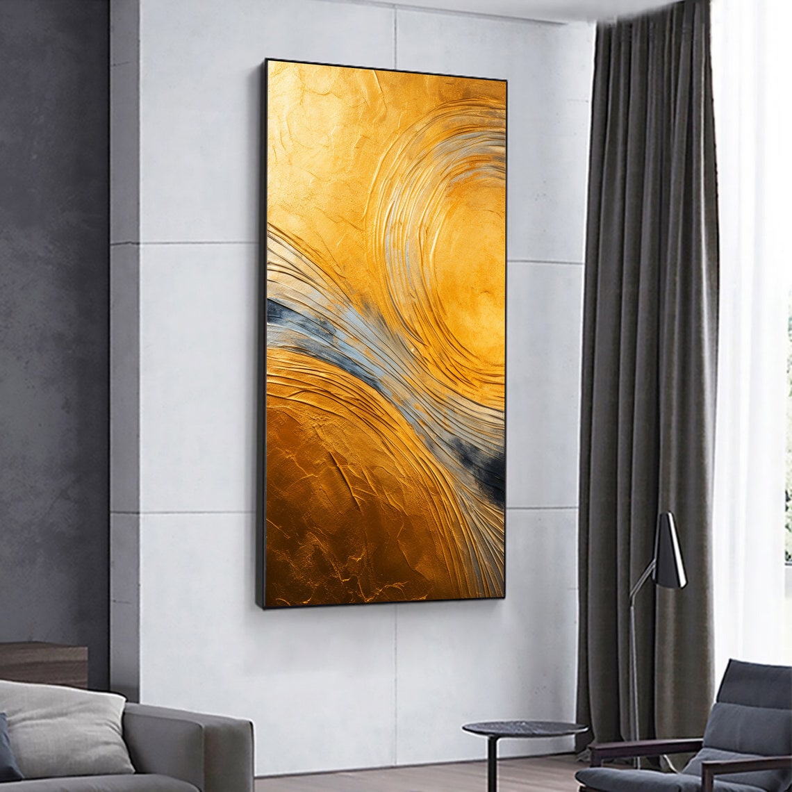 Swirling Gold Textured Abstract Modern Living Room Art Poster - Image 6