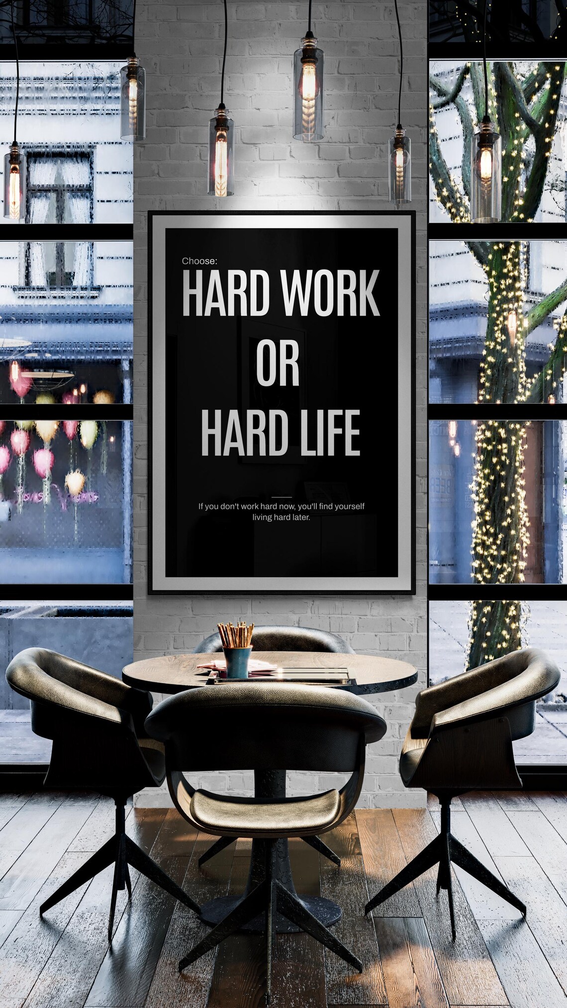 Hard Work or Hard Life Daily Motivational Discipline Quote Poster - Image 2