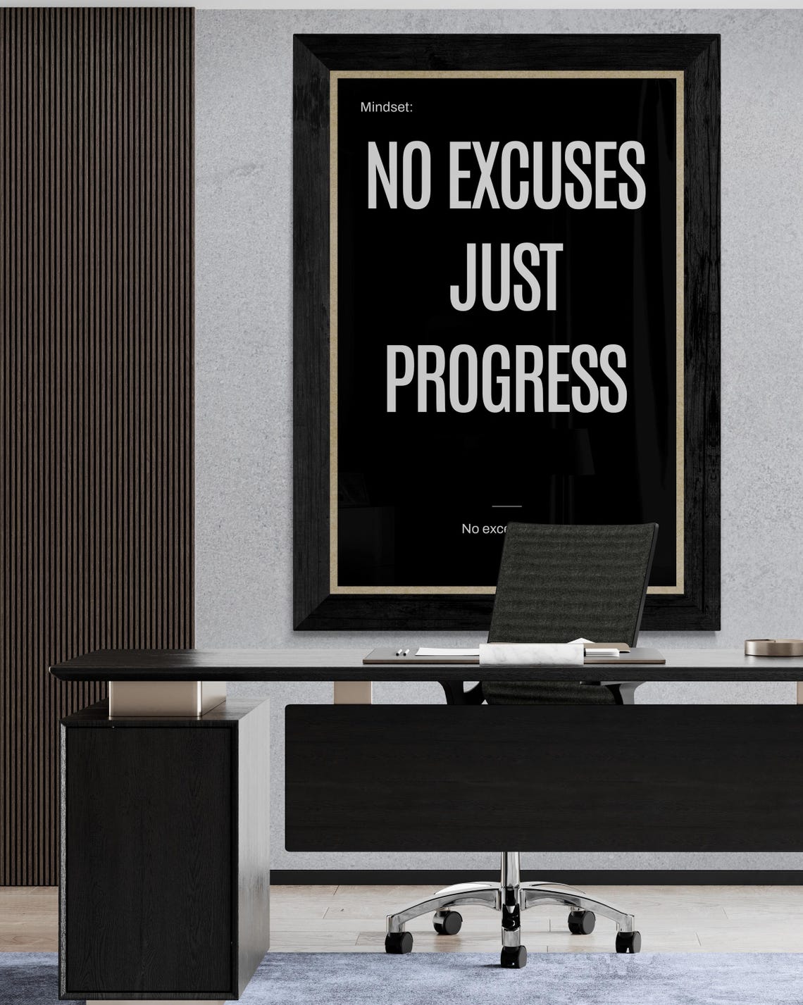 No Excuses Just Progress Daily Mindset Motivational Quote Poster - Image 2