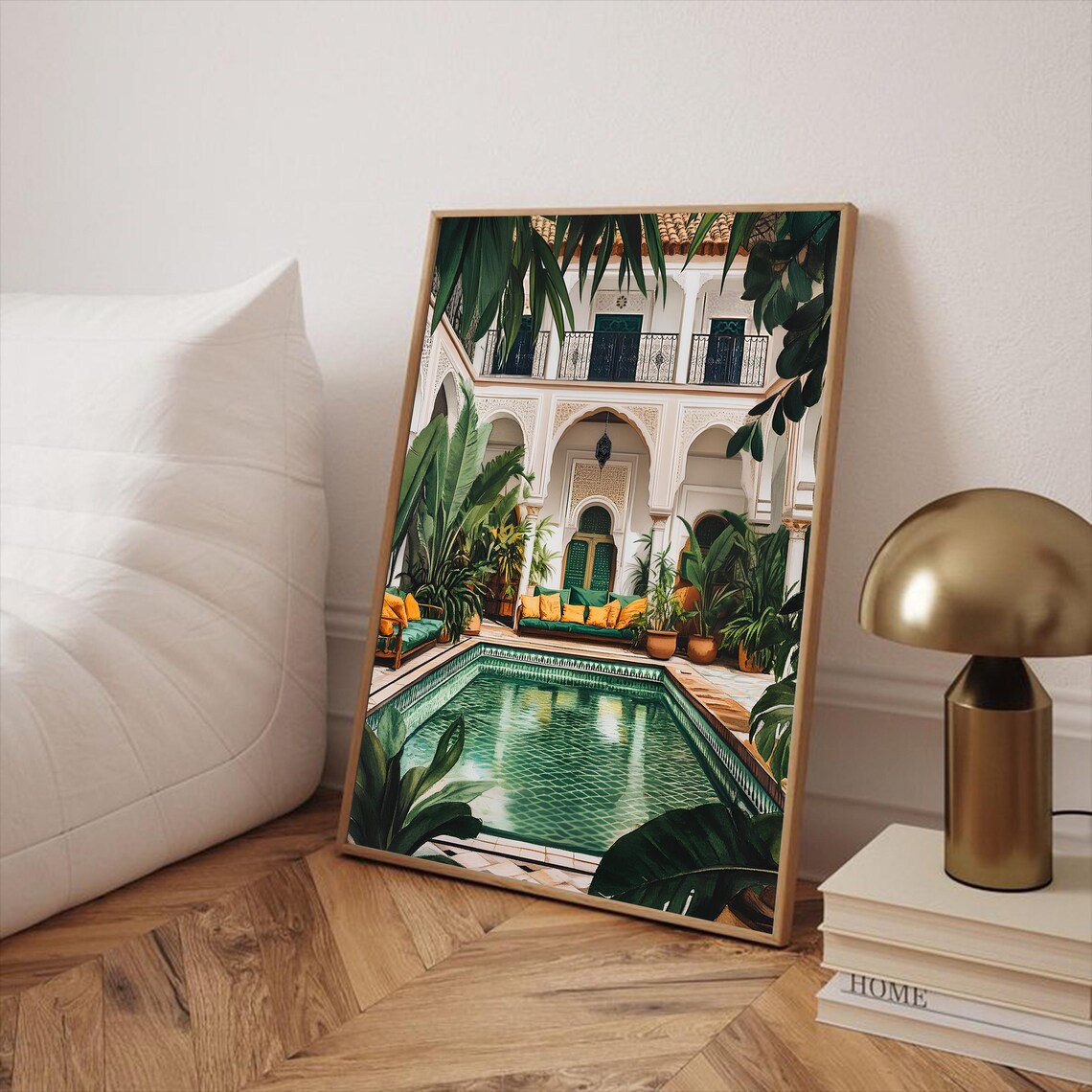 Morocco Poster Print, Watercolor Moroccan Courtyard