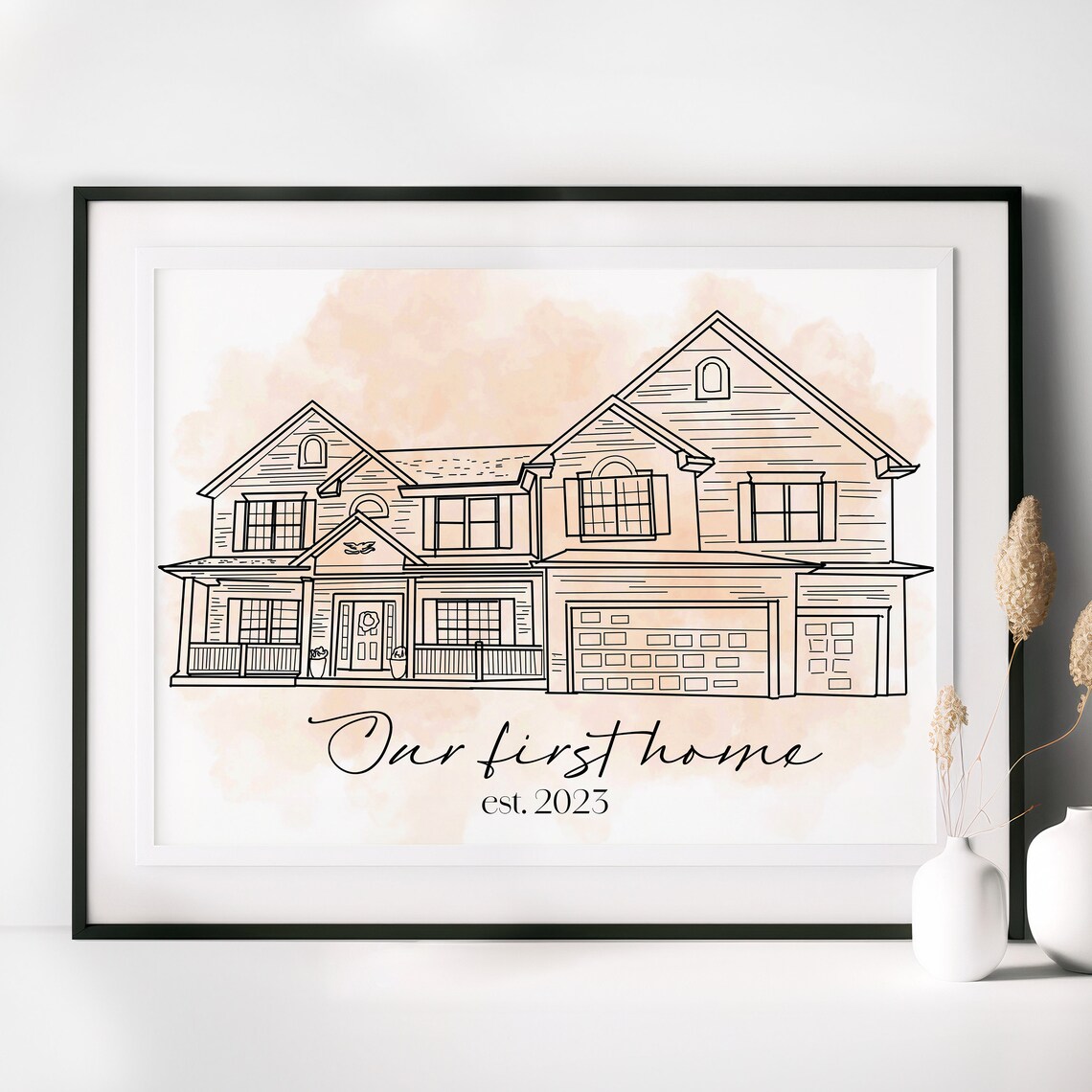 Personalized House Line Drawing, First Home Gift