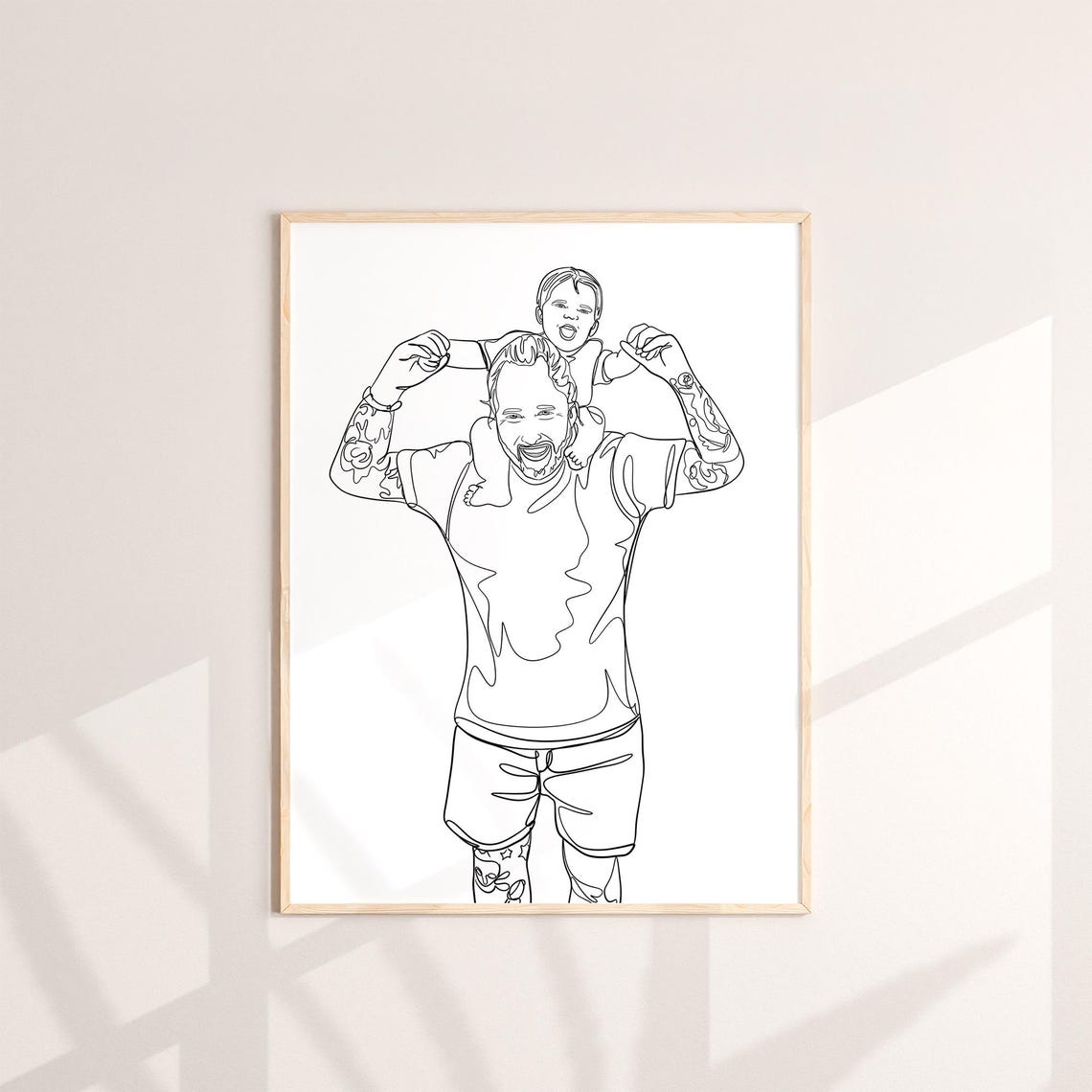 The Santas Family Est 2024 Custom Line Portrait with Child Poster - Image 3