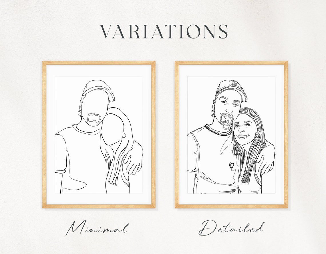 Custom Line Drawing Couple Line Art Personalized Gift For Boyfriend Line Drawing From Photo Custom Gift For Him - Image 2