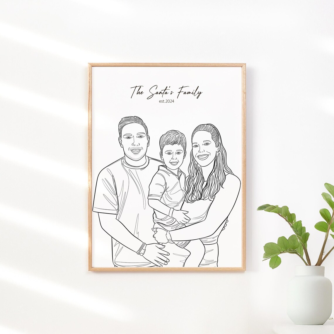 Custom Family Line Drawing Portrait, Christmas Gift Art Print - Image 2