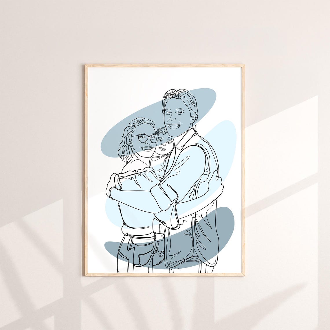 Family of Three Custom Line Art Portrait Est 2024 Keepsake Poster - Image 3