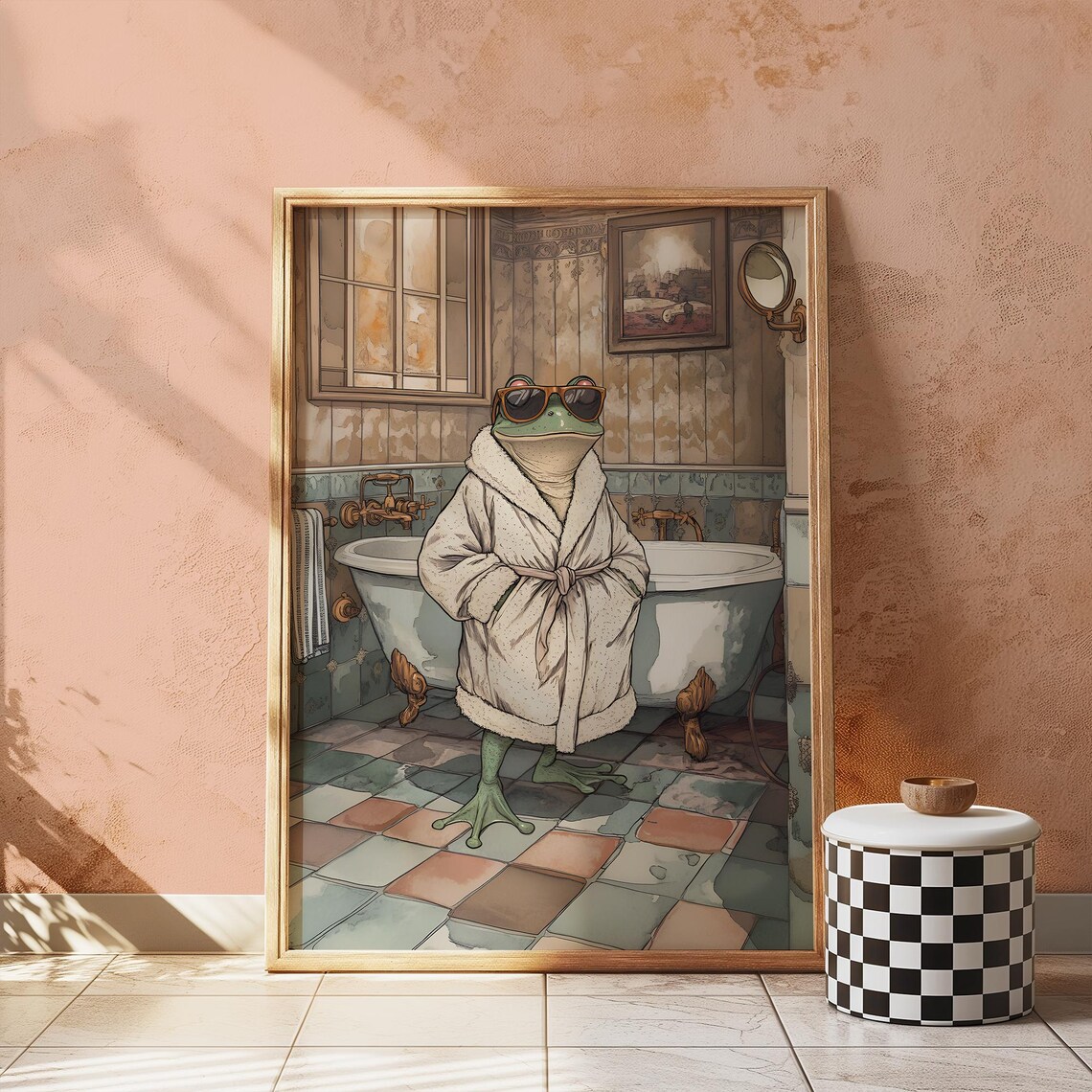 Frog Prints Bathroom Wall Art Funny Poster Toilet Vintage For Decor