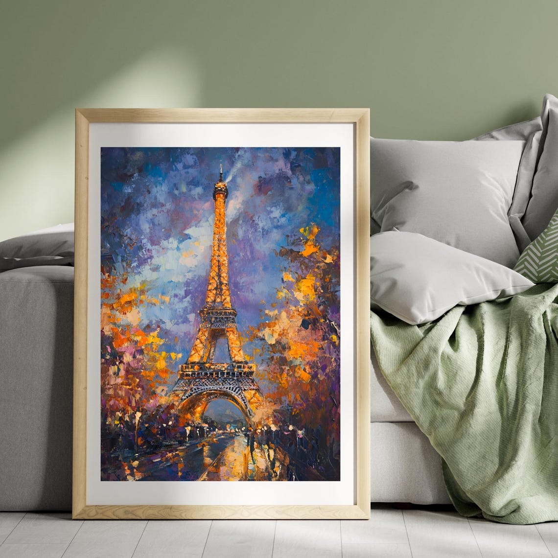 Eiffel Tower Paris at Twilight in Impressionist Orange and Blue Poster