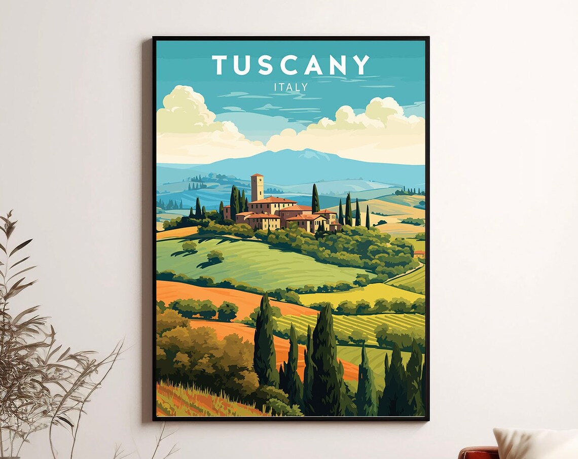 Tuscany Travel Poster, Wandering Italy Wall Decor