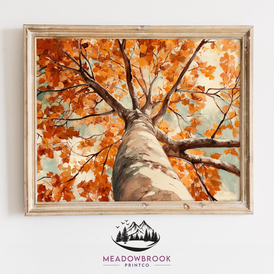 Fiery Orange Maple Canopy Upward View Fall Foliage Nature Wall Art