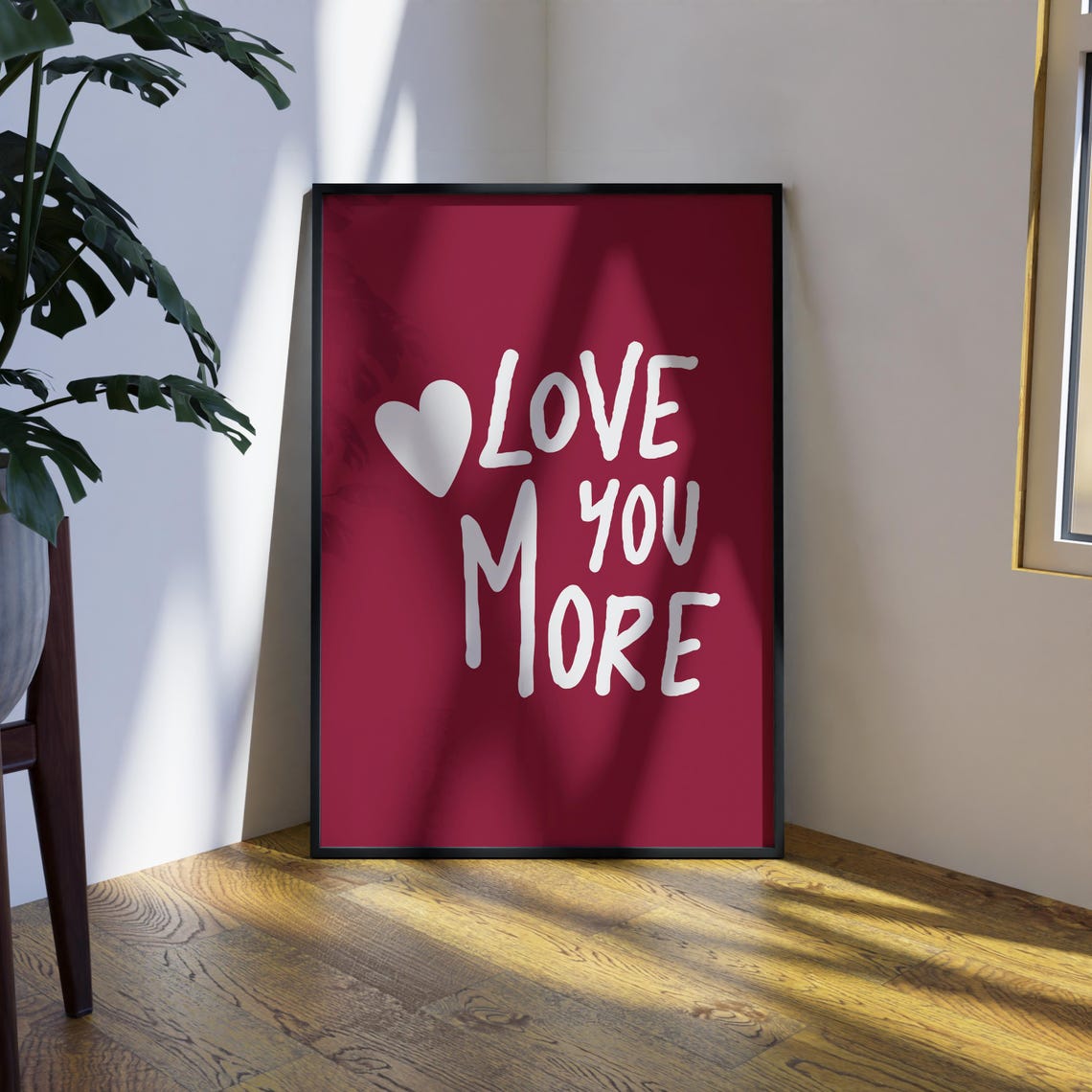Love You More Print Love You Art Print Love Wall Poster Valentines Art Valentines Print Love Prints Love You Print Love Art Print - Image 2