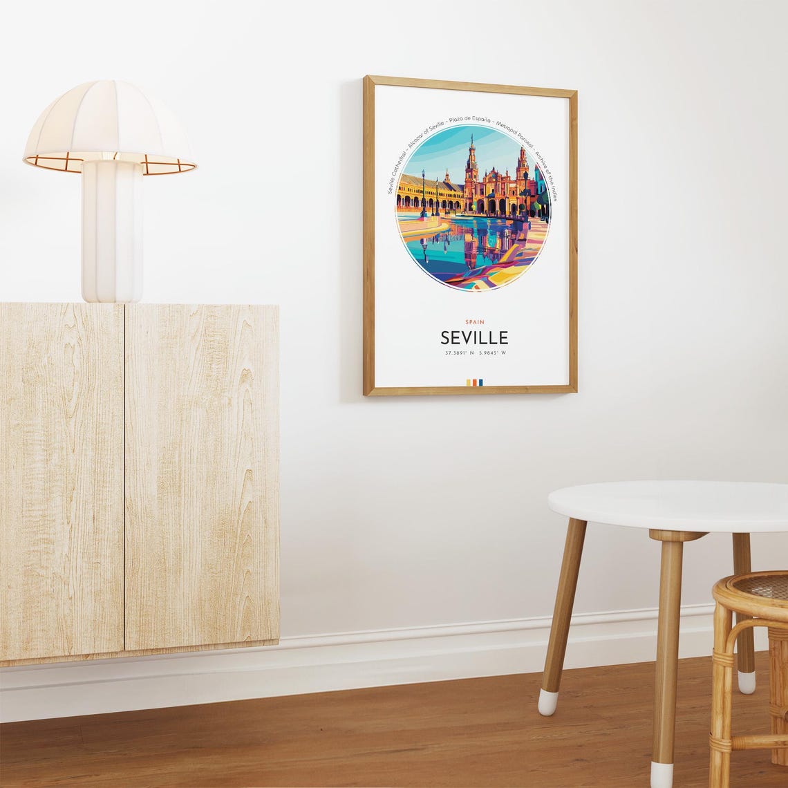 Seville Spain Plaza De Espana Canal Mirror Reflection Travel Poster - Image 3