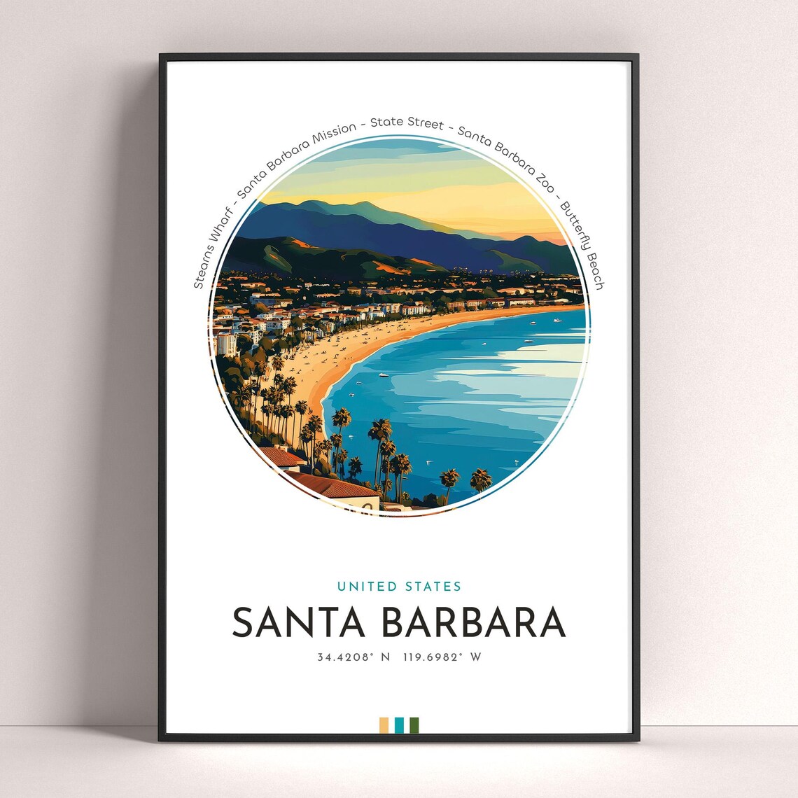 Santa Barbara City Travel Poster, United States