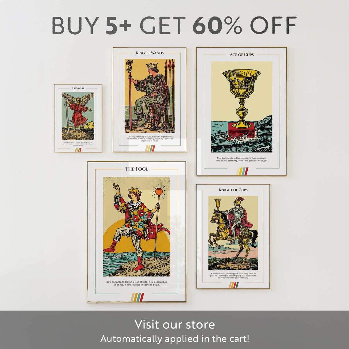 Judgment Tarot Card Angel With Sword Vintage Illustration Poster - Image 2