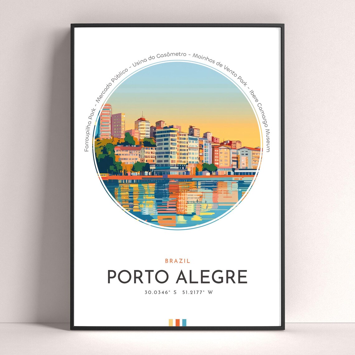 Porto Alegre City Poster, Brazil Travel Landscape