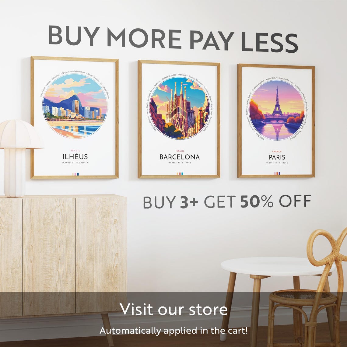 Ilheus Brazil Beachfront City and Mountain Sunset Travel Poster - Image 3