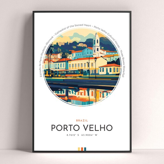 Porto Velho Brazil Amazon Colonial Riverfront Town Travel Poster