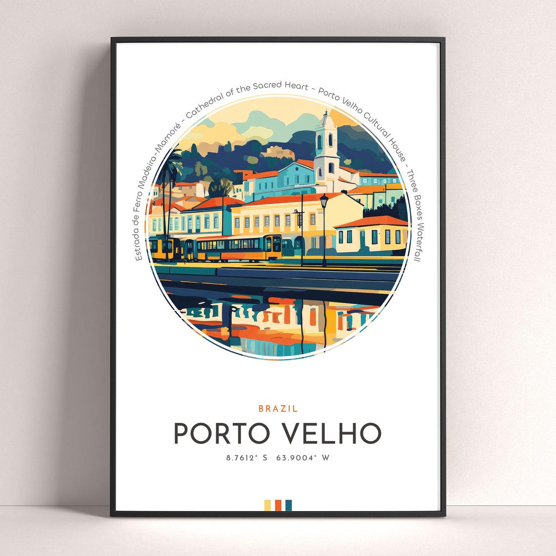 Porto Velho City Poster Brazil Travel Print Wall Art Travel Gift Landscape City Art Wall Decor Birthday Gift