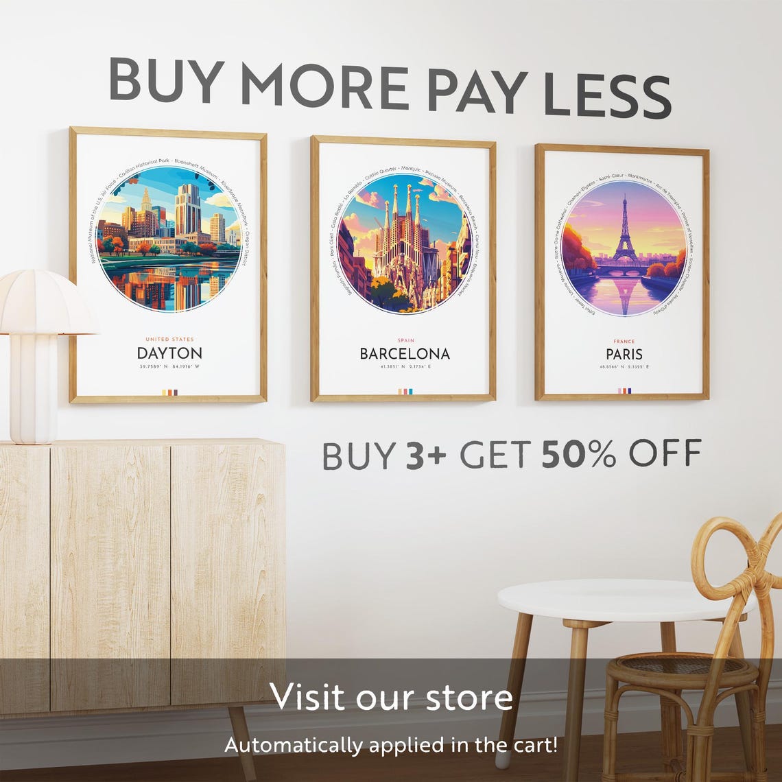 Dayton City Poster United States Travel Print Ohio Wall Art Travel Gift Landscape City Art Wall Decor Birthday Gift - Image 3