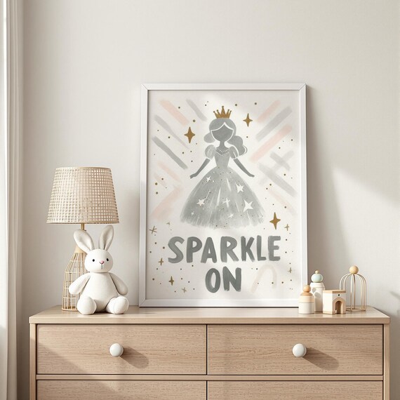 Sparkle On Princess Quote Fairy Tale Girls Room Nursery Poster