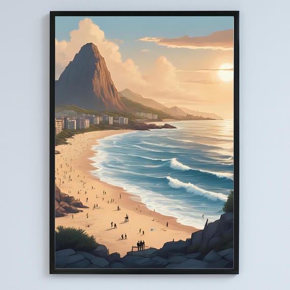 Rio De Janeiro Beach Print Stylized Realism Brazil Decor 600 Dpi