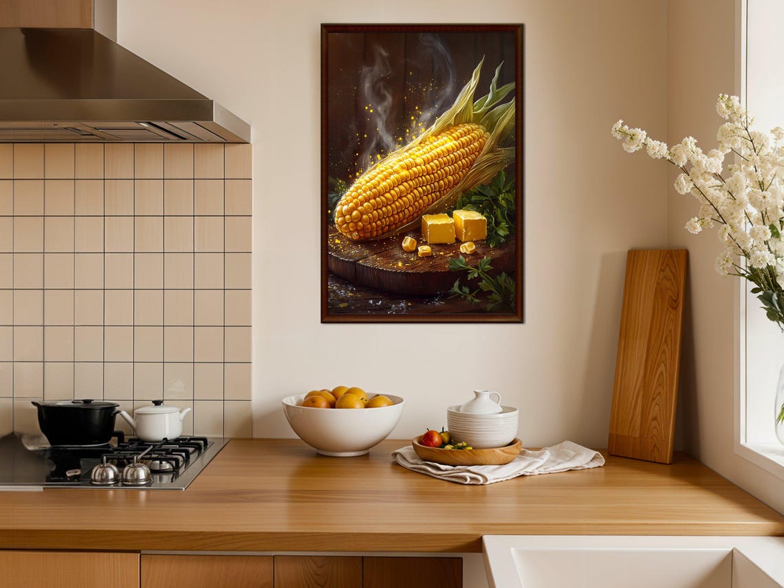Steaming Buttered Corn Moody Gourmet Rustic Food Photo Poster - Image 4