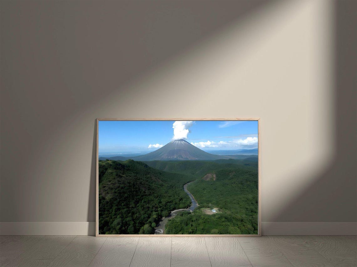 Beautiful Volcano Wall Art Nature Landscape Print Mountain Peak Decor Scenic Wall Hanging Misty Mountains Valley View Artwork - Image 5