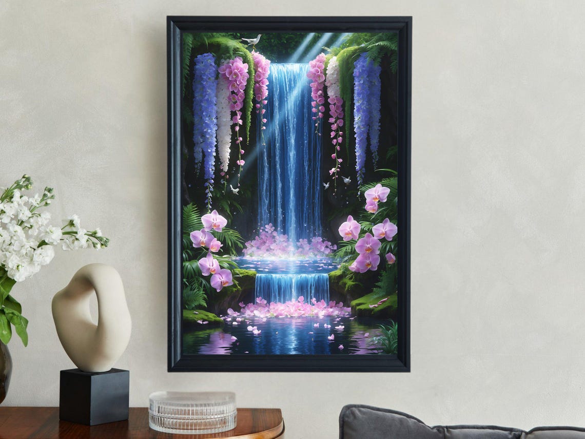 Wisteria Waterfall Orchid Blooms Enchanted Falls Garden Art Print