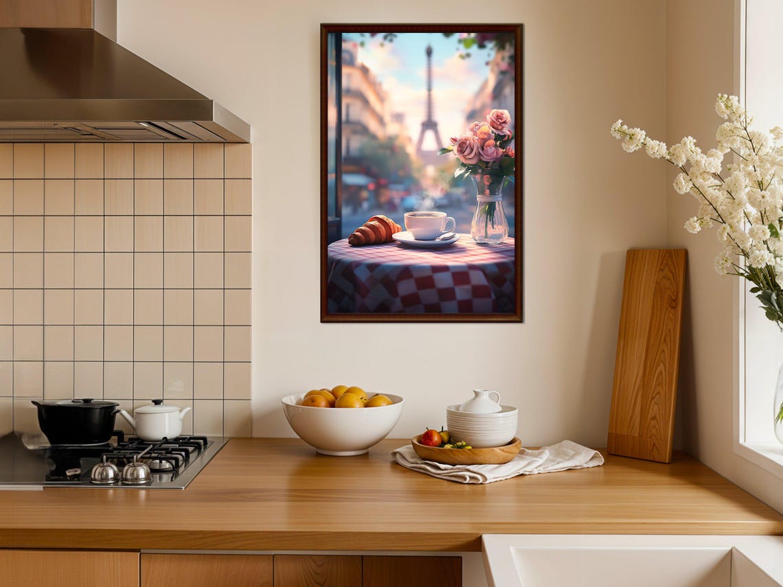 Parisian Cafe Eiffel Tower View Romantic French Decor Poster - Image 4