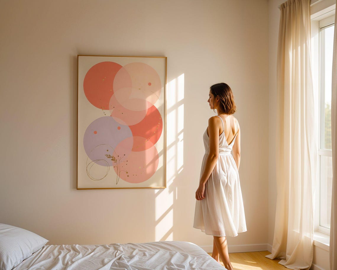 Abstract Geometric Circles Art Print Modern Wall Art Preppy Wall Art Minimalist Home Decor Unique Abstract Wall Decor - Image 4
