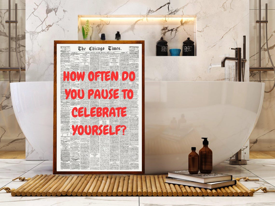 How Often Do You Pause To Celebrate Yourself Red Newspaper Poster - Image 4