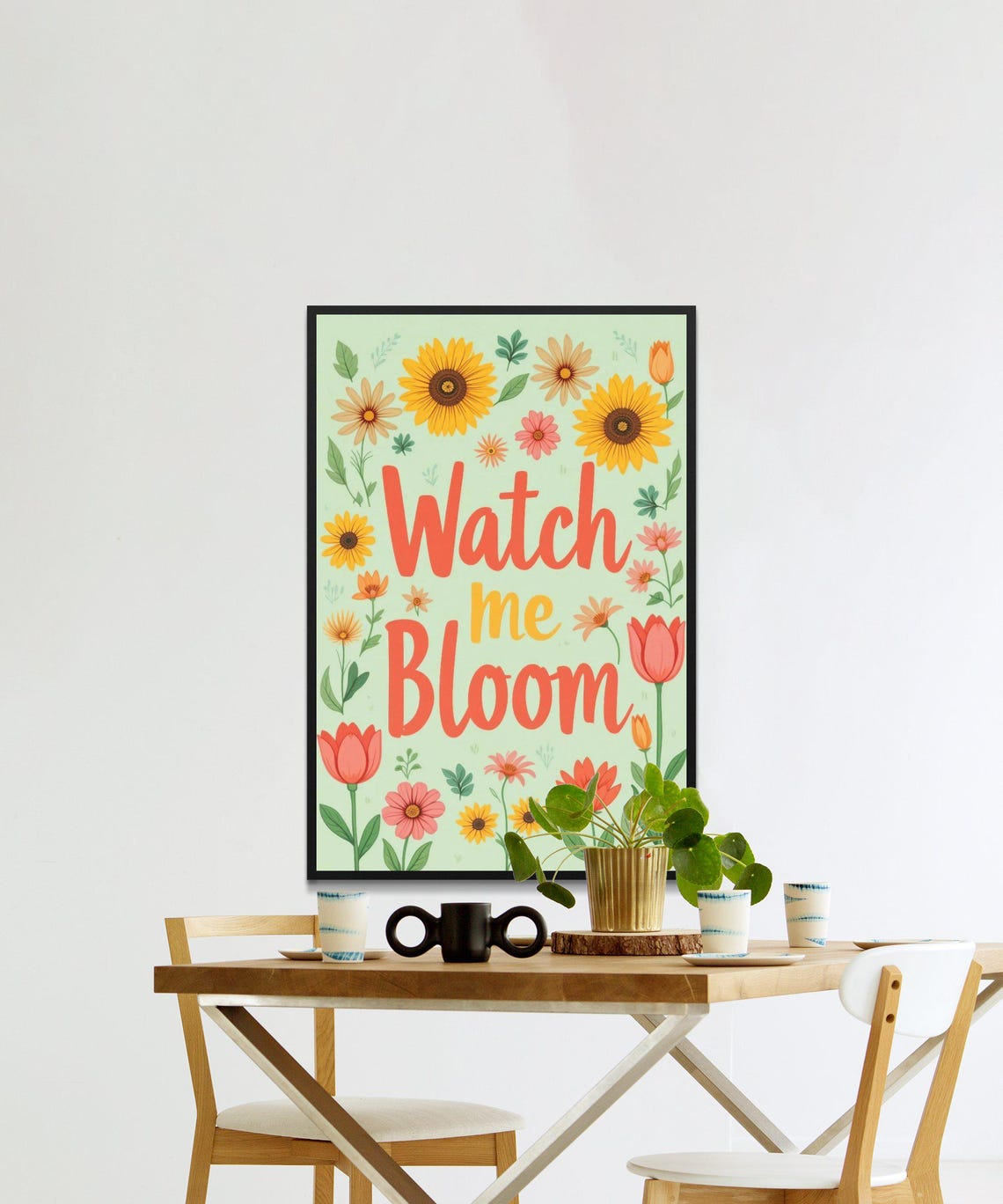 Watch Me Bloom Floral Typography Poster in Cheerful Spring Colors - Image 2