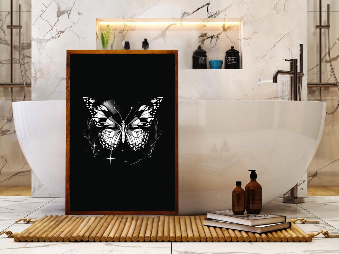 Black And White Butterfly Wall Art Butterfly Print Celestial Butterfly Decor Butterfly Illustration Butterfly Wall Decor Art Print - Image 4