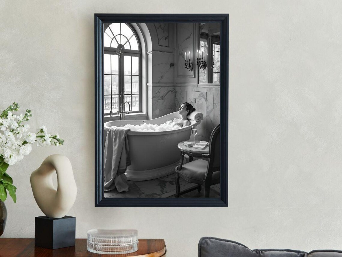Relaxing Bath Time, Serene Bathroom Decor Art Print - Image 3