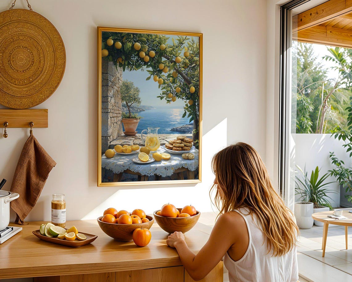 Lemon Grove Coastal Terrace Mediterranean Seaside Kitchen Poster - Image 5