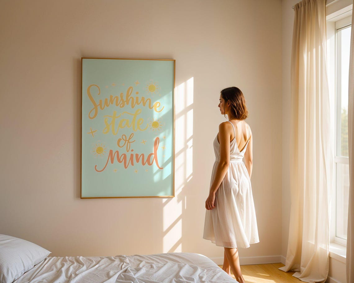 Sunshine State of Mind Yellow Quote Blue Sky Motivational Poster - Image 4