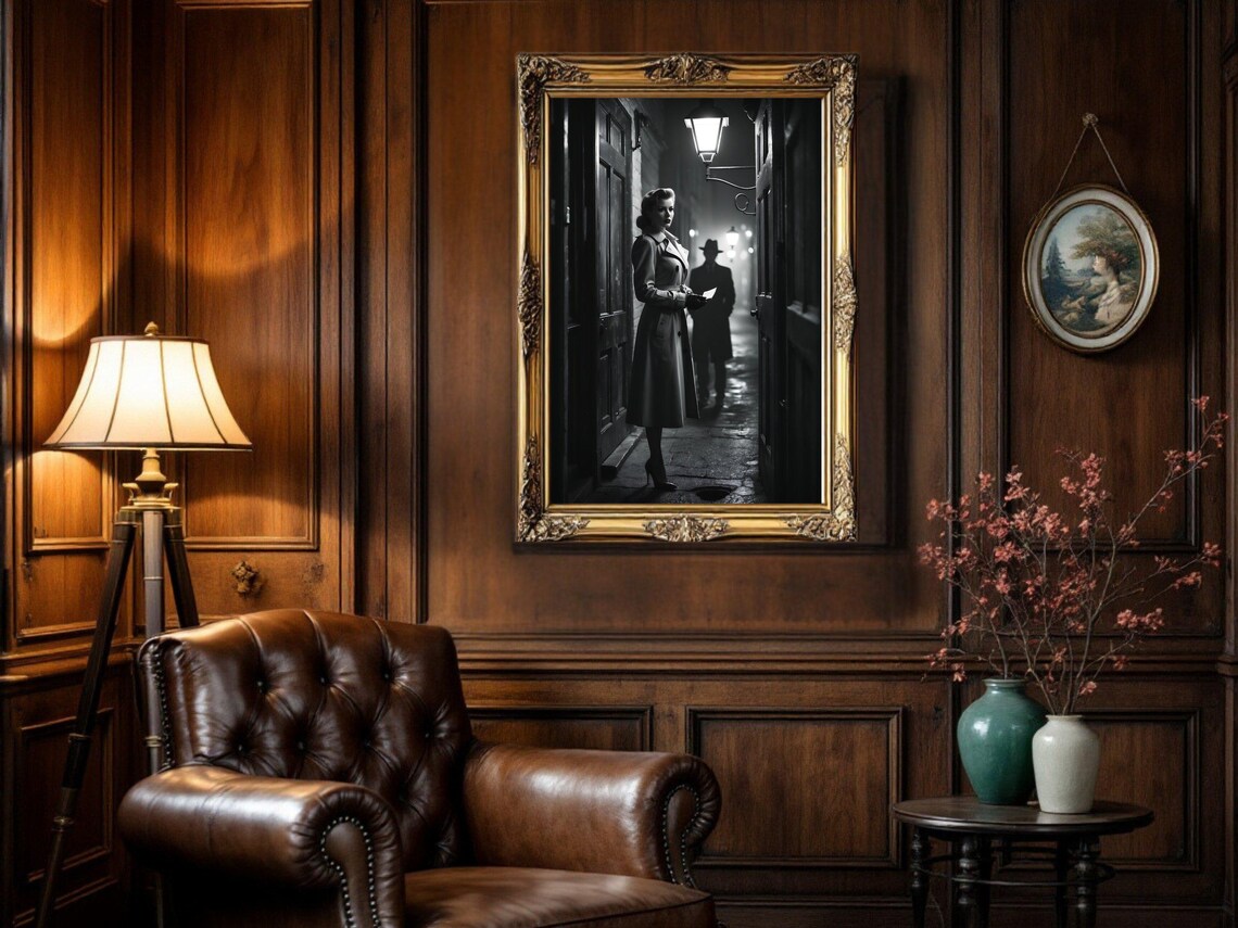 Noir Cinematic Alley Scene Detective Shadow Vintage Film Style Poster - Image 5