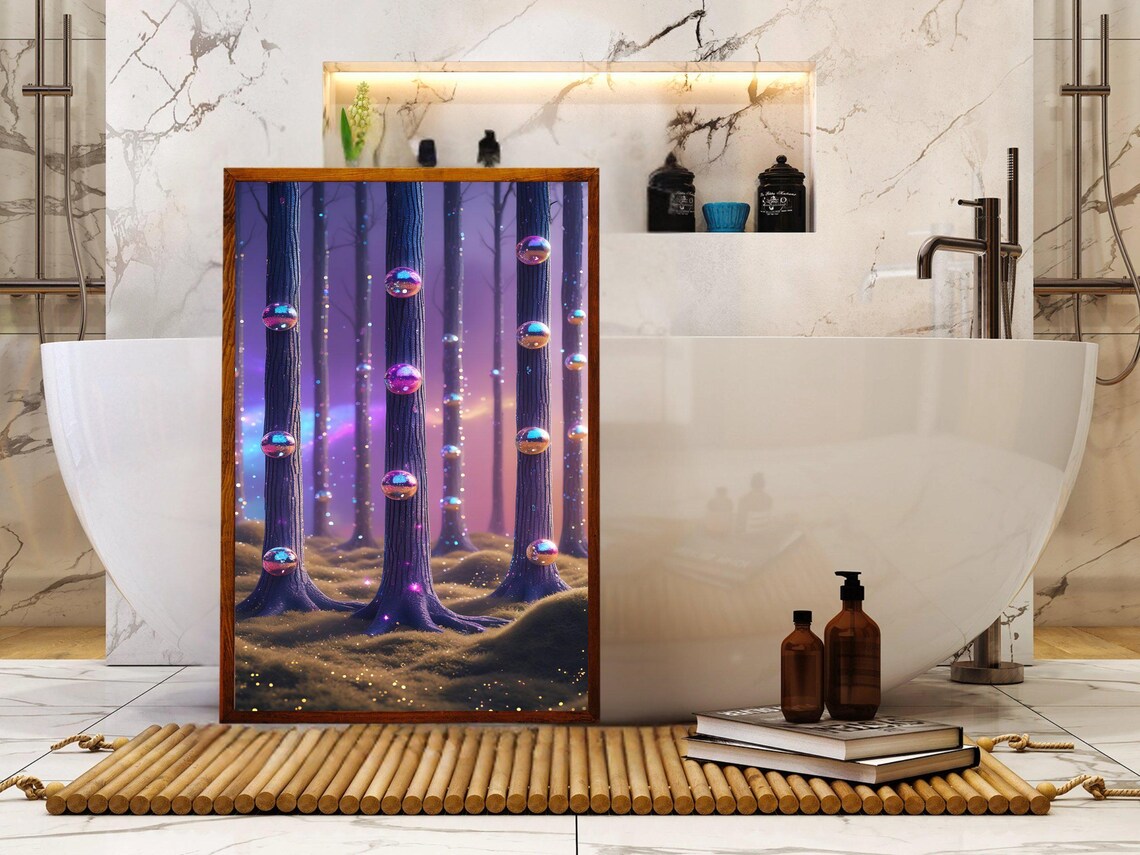 Enchanted Forest Wall Art Print Magical Tree Decor Fantasy Nature Painting Ethereal Night Scene Poster Mystical Home Decor - Image 2