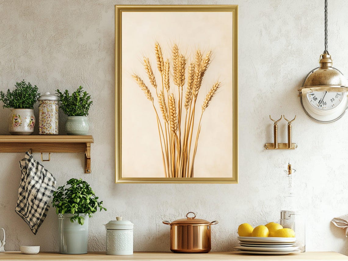 Golden Wheat Stalks Rustic Botanical Countryside Decor Poster