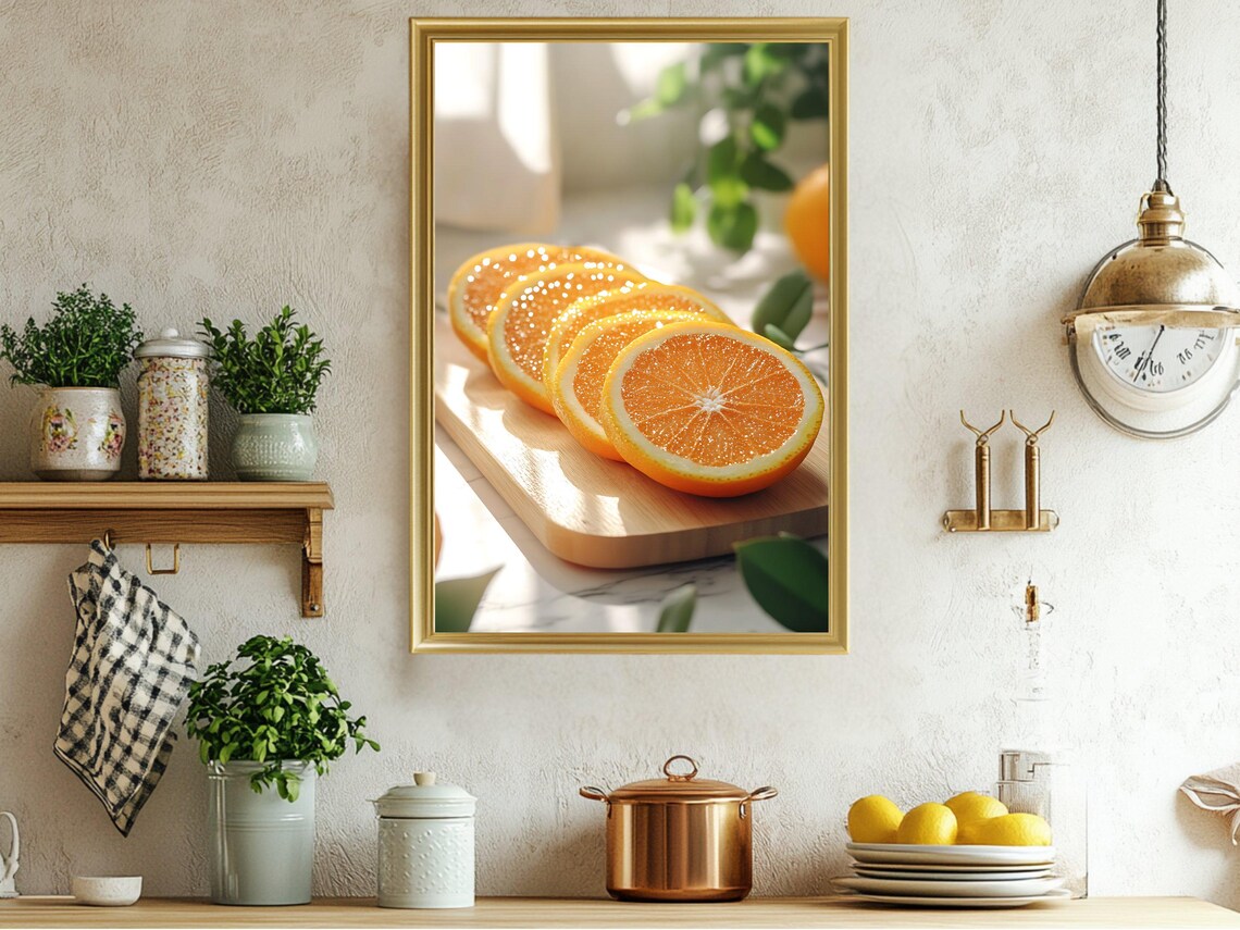 Fresh Citrus Slices Kitchen Wall Art Orange Fruit Decor Kitchen Art Print Vibrant Fruit Wall Decor Modern Kitchen Wall Art