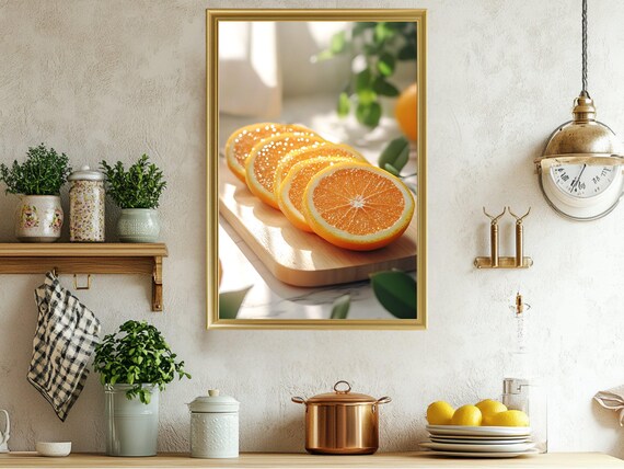 Fresh Citrus Slices Kitchen Wall Art Orange Fruit Decor Kitchen Art Print Vibrant Fruit Wall Decor Modern Kitchen Wall Art
