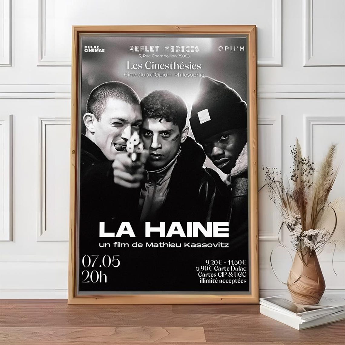 La Haine Mathieu Kassovitz French Film Black White Gun Poster - Image 2