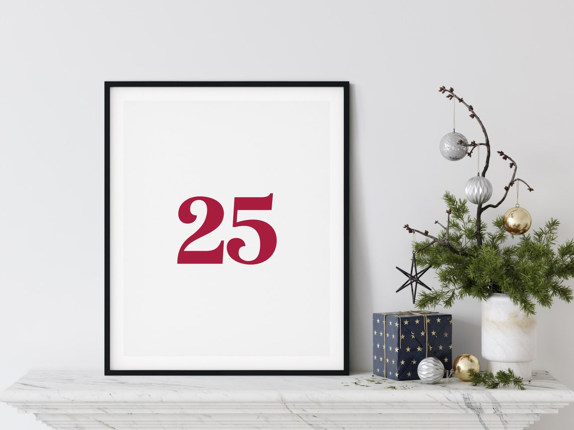 Christmas Countdown December 25 Minimalist Red Typography Art Poster - Image 3
