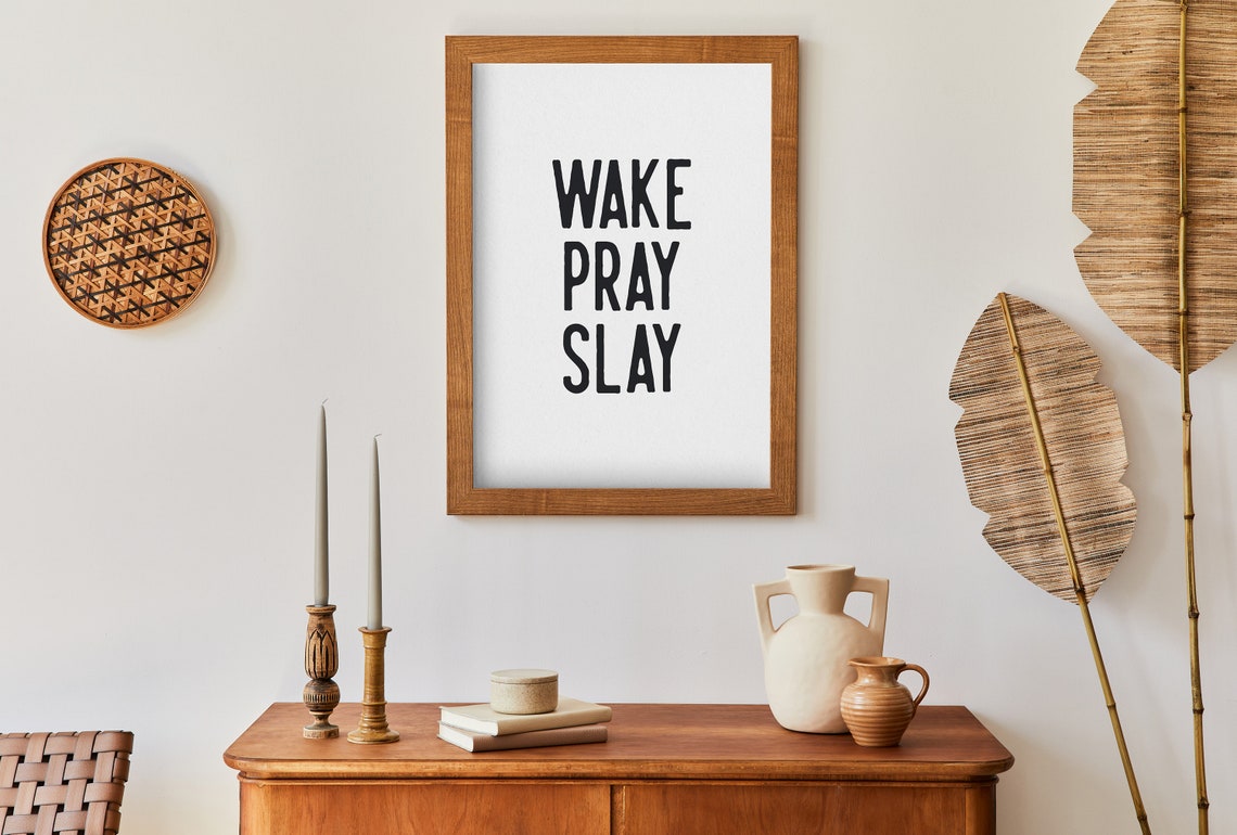 Wake Pray Slay Bold Motivational Faith Morning Routine Poster - Image 5