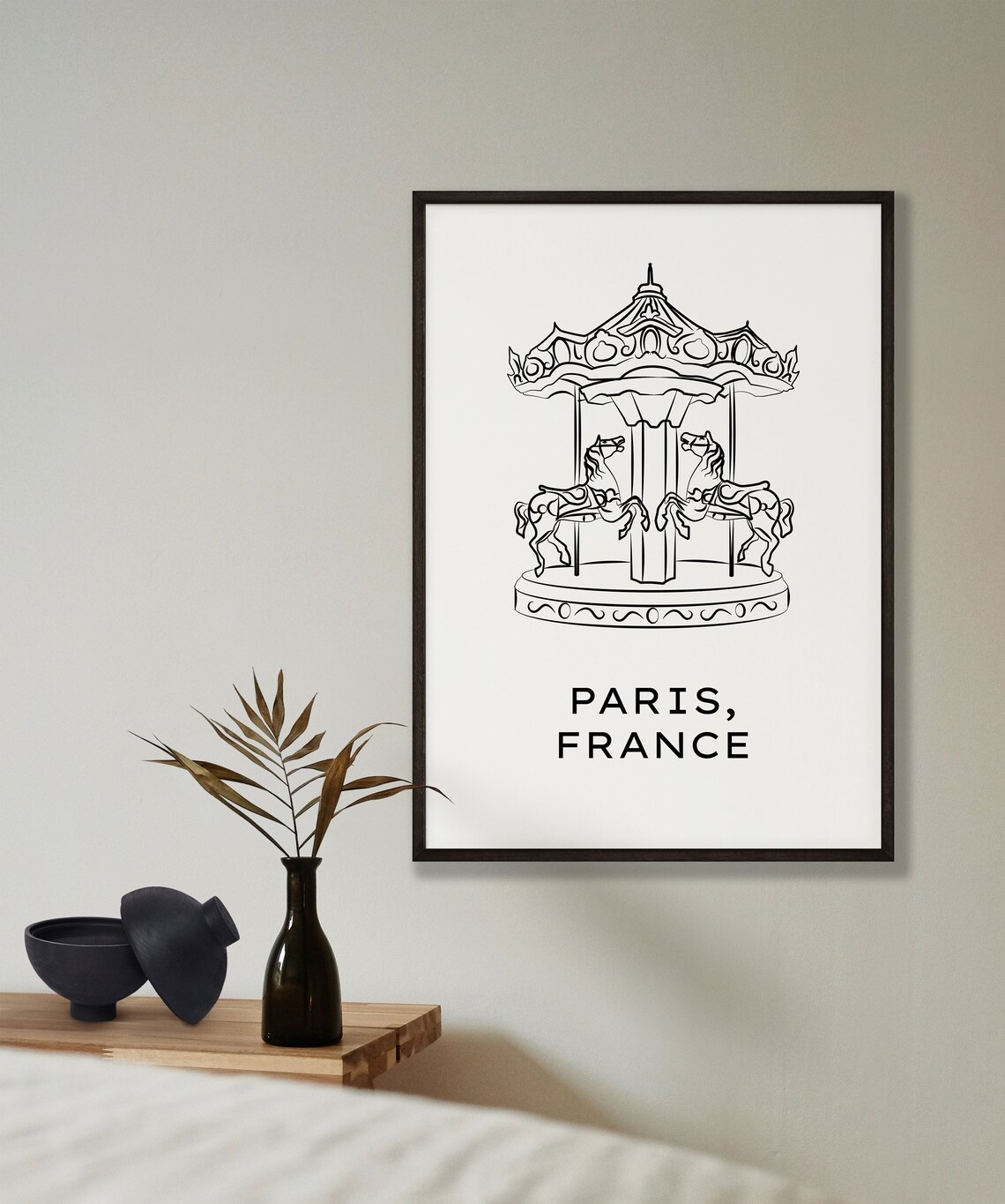 Paris France Carousel Line Art Poster Minimalist Travel Wall Decor - Image 5